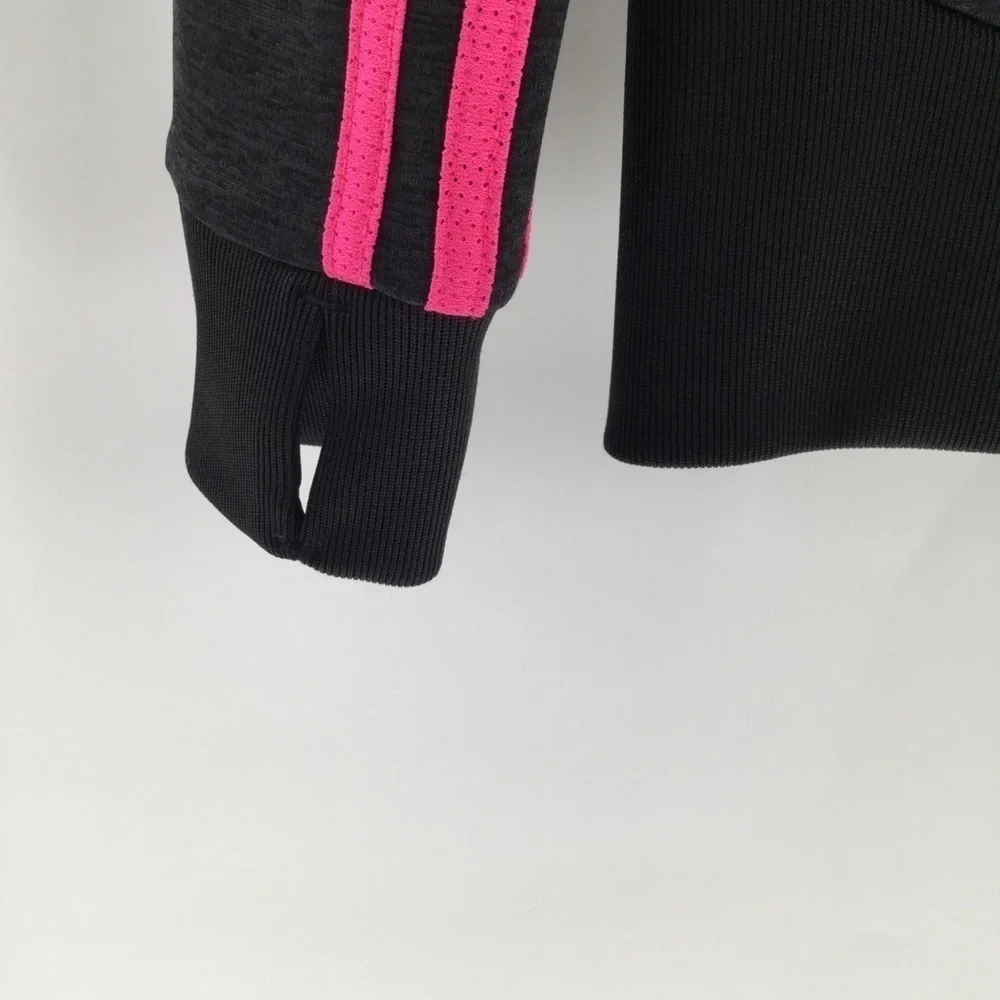 Adidas girls gray, pink &‎ black hoodie/thumb holes